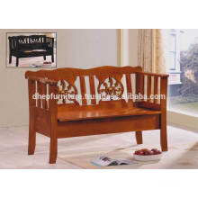 Classic Indoor Wood Bench Chair with Rest Back & Storage Seat